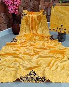 Look riche Georgette miroir travail Saree avec chemisier pièce femmes indiennes portent Sari pas cher bas prix en gros Surat ApparelGarment - Product Image 5