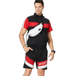 Chándal corto deportivo personalizado para hombre, conjunto de pantalones cortos de verano, color liso, venta al por mayor - Product Image 4