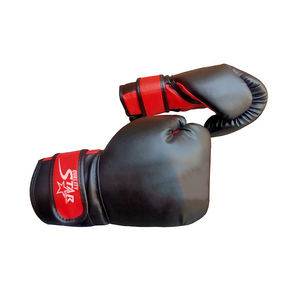 ถุงมือมวยสำหรับผู้ใหญ่ชายและหญิง,ถุงมือมวยย้อมสีดำแดงแบบเรียบ - Product Image 6