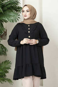 Tunique à motif froncé pour femmes, vêtements islamiques, à volants, tunique voile, mode Abaya, Hijab modeste, nouvelle collection 2022 - Product Image 2