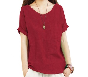 Camiseta lisa de manga corta para mujer, ropa elegante de alta calidad, en Stock, venta al por mayor - Product Image 3