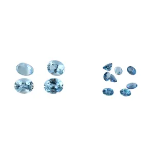 批发天然珠宝服装蓝天蓝黄玉椭圆形5x 7毫米宽松半宝石