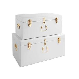 Set Of Two Rectangular Shape <b>Storage</b> <b>Trunk</b> Box In <b>Metal</b> White Color Clothes <b>Storage</b> Box At Wholesale Price - Product Image 2