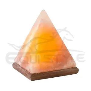 Lámpara de roca de sal con forma de pirámide, Bombilla brillante de luz cálida de alta calidad, lámpara de piedra de roca 100% auténtica, personalizada de fábrica, venta al por mayor