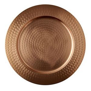จานรองอาหารโลหะทองแดง จานรองอาหารทรงกลมลายตอก - Product Image 1