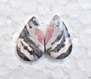 Pareja de Cabujones de Jaspe de Porcelana de Alta Calidad para Joyería, Hechos a Mano, Color Rosa, 15-35mm - Product Image 1