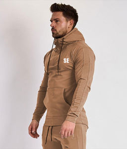 Sudadera con capucha para hombre, con media cremallera, color liso, talla grande, venta al por mayor - Product Image 6