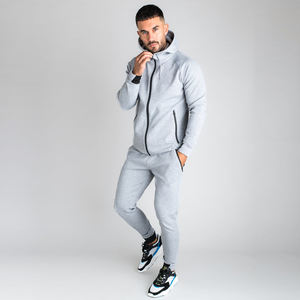 Offre Spéciale Hommes Zipper Survêtement Nouveau Style Slim Fit Polyester Tissu Jogging Costume Panneau Conception Personnalisée XL Taille Uni Noir Logo - Product Image 3