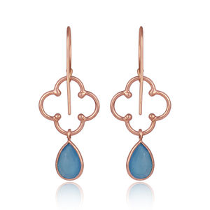 Zemo — boucle d'oreille pendante en argent Sterling fait à la main, bijou en pierre précieuse de calcédoine bleue, vente en gros - Product Image 3