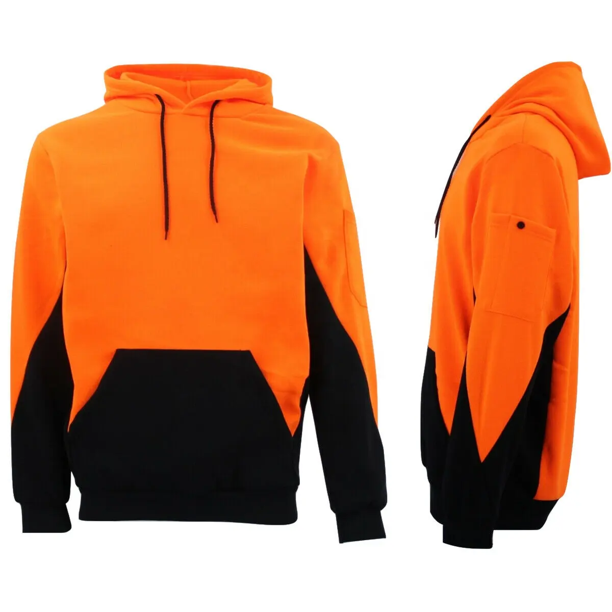 Hi Vis Veiligheid Fleece Pull Over Hoodie Jumper Jas Werkkleding Kangoeroe Pen Pocket