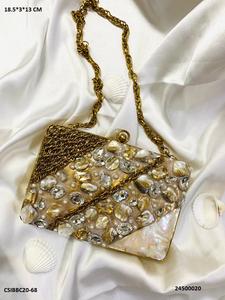 Exclusive Handmade Designer Evening <b>Bag</b> Bridal Brass Mother of Pearl Clutch <b>for</b> <b>Weddings</b> <b>for</b> <b>Brides</b> - Product Image 5