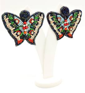 2024 Pendientes de aro hechos a mano con cuentas de corazón Evil's Eye a la moda para mujer a bajo precio - Product Image 6