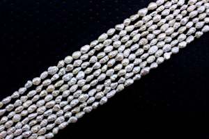 Hạt ngọc trai tự nhiên trắng 4x6-5x7 MM, <span class=keywords><strong>1</strong></span> sợi, đánh bóng, lấp lánh, hình gạo thô, dạng giọt lệ, làm đồ trang sức, chất lượng cao cấp - Product Image 3