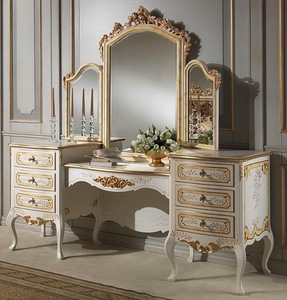 Vanité de luxe avec miroir, coiffeuse de luxe classique sculptée élégante avec miroir pour meubles de chambre à coucher - Product Image 3