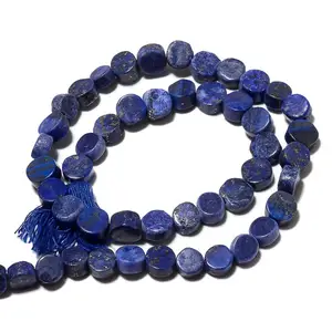 Lapis Lazuli พลอยธรรมชาติขัดเรียบกลมลูกปัดสำหรับสร้อยคอเครื่องประดับแฟชั่น