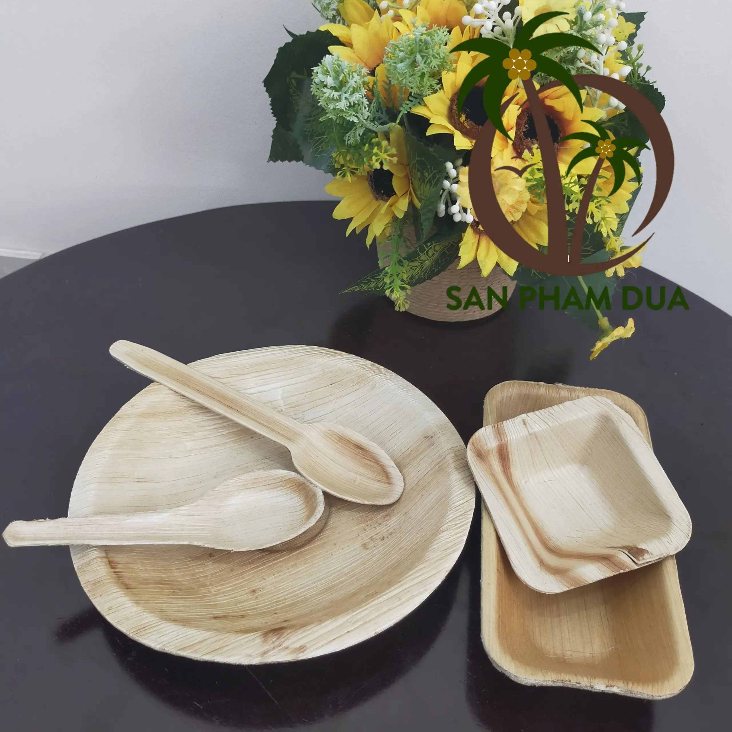 PALM LEAF PLATE DISHES ECO FREUNDLICHES HAUS WOHNGERICHT BIODEGRADABLE DINNER WARE HOLZ PLATTE FÜR KÜCHEN-KOKOSNUSS SCHÜSSEL