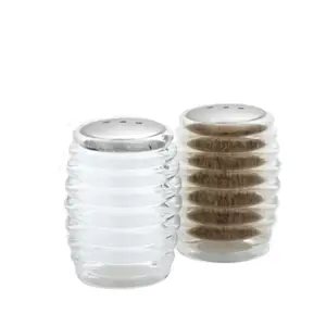 Stylish Kitchenware 4cm 6.5cm Tall Wave Barrel Shape Acrylic Pepper And Salt Shaker 2 Piece Set