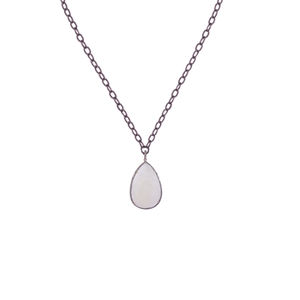 En forma de gota de la piedra lunar del arco iris de diamante 925 oxidado de diseñador de plata colgante joyería hecha a mano - Product Image 2