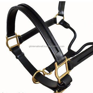 Col licou de cheval en cuir véritable, noir ou marron, fait sur mesure, canal vide réglable, de qualité supérieure, avec matériel en laiton - Product Image 2