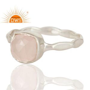 แหวนพลอยคาลซิโดนี่โรสพลอยอินเดียสำหรับผู้จัดจำหน่ายเครื่องประดับอัญมณีทำด้วยมือของ925เงินแหวนซ้อนได้คอลเลกชันวินเทจ - Product Image 2