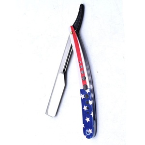 Hot Sale Barber <b>Straight</b> <b>Razor</b> Custom Flag Design Stainless Steel <b>Razor</b> Shaving <b>Razor</b> With Custom Logo Blade Changeable - Product Image 4