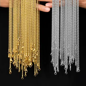 KRKC Wholesale 2.5mm 3mm 18K PVD Gold Plated Man Link Stainless Steel Diamond Cut Rope Chain Women Necklace Mens Twisted Chains