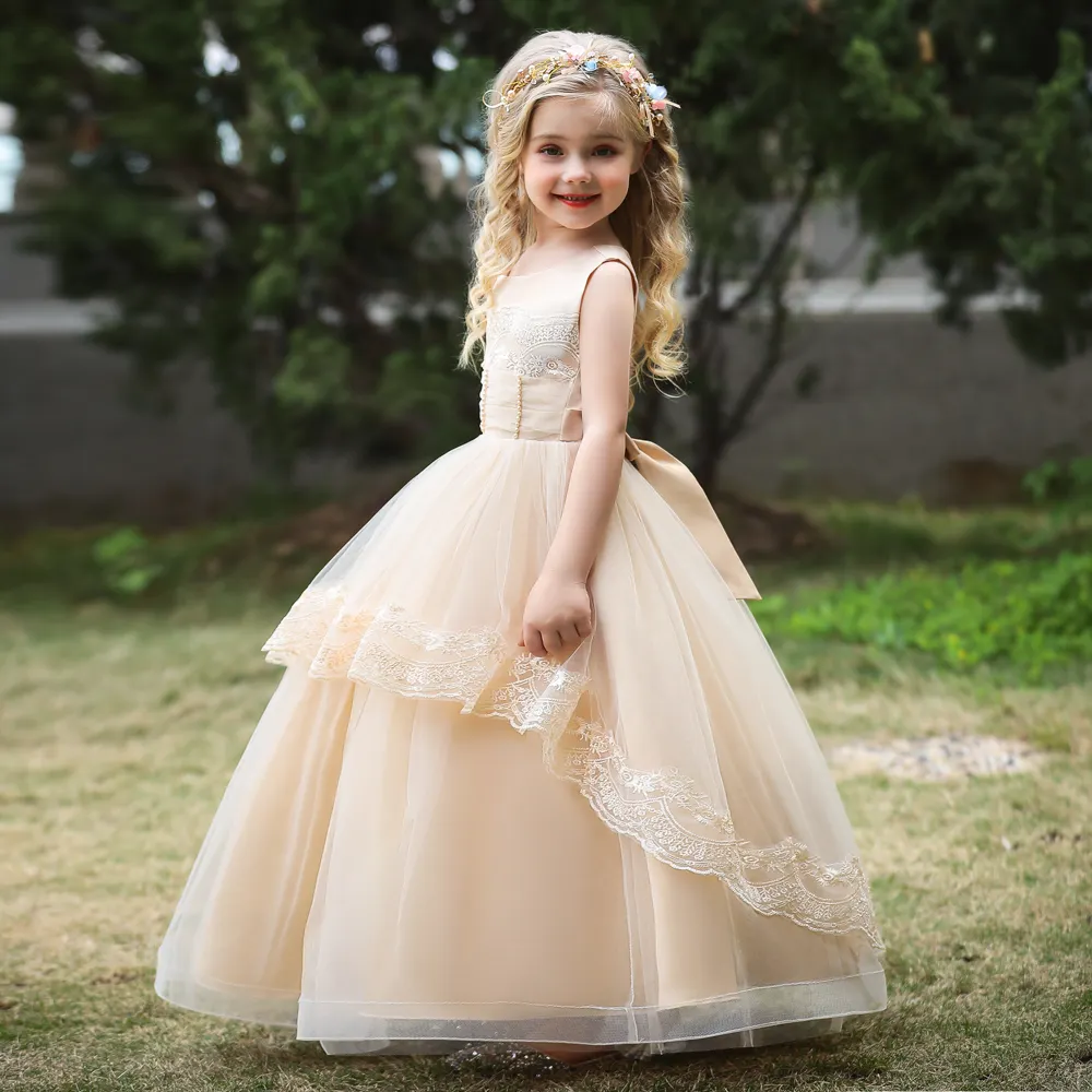 MQATZ Factory Großhandel Kinder bekleidung Abendkleider Blumen Lang Elegant Mädchen Kleid 12 Jahre Mädchen LP-259