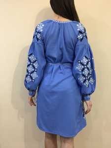 2023การออกแบบล่าสุดเย็บปักถักร้อยยาวสีฟ้าสำหรับผู้หญิงชุดมือทำสีขาวเย็บปักถักร้อยยูเครนชุดเข่า - Product Image 3