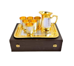 Kalavastu, juego de limón de Metal indio hecho a mano, técnica de fundición de latón chapado en oro y plata, imitación antigua para decoración del hogar de Pascua - Product Image 1