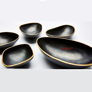 คู่ตกแต่งการตกแต่งสีดำและสีทองเค้าร่างชามที่ให้บริการสำหรับข้าวโพดคั่วและก๋วยเตี๋ยวใช้ชาม - Product Image 5