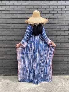 2023 nueva llegada India hecho a mano Tie Dye Kaftan para mujeres Long Beach Wear manga acampanada tejido hasta el suelo vestido regalo para ella - Product Image 4