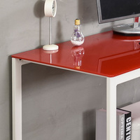 Table d'ordinateur en verre trempé pour ordinateur, meuble de bureau et de maison, avec pied en métal, 1 pièce