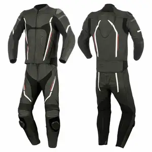 MOTORBIKE/MOTORCYCLE BLACK COWHIDE LEATHER SUIT RACING SUIT MOTOGP