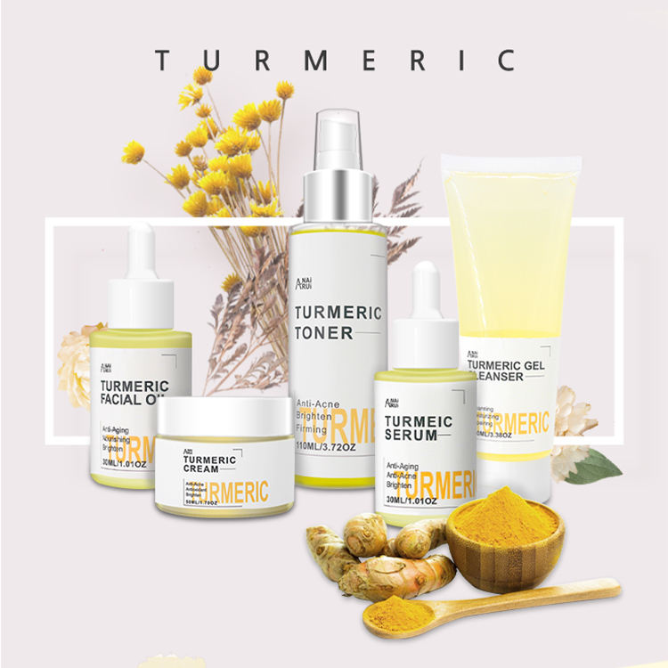 Organic Skin Care Set Anti Acne Whitening Turmeric Root Cream Face Care Private Label Skin Care 