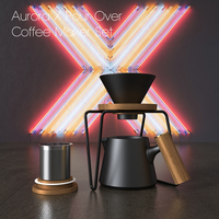 Ensemble cafetière à verser en porcelaine DHPO, écologique, minimalisme scandinave, filtre en forme de cône + support de filtre + acier inoxydable