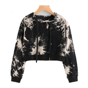 Sudadera con capucha de cuello redondo de algodón verde personalizada Sudadera lisa de punto estampada para mujer con logotipo frontal-Venta al por mayor - Product Image 3