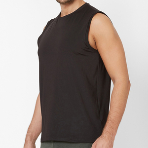 Nueva llegada: Camiseta básica sin mangas para hombre, personalizada para gimnasio y fitness, color negro, 100% algodón, con logo personalizado, camisetas sin mangas para hombre 2026 - Product Image 4