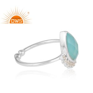 Superventas Plata de Ley 925 Natural Aqua Calcedonia y piedras preciosas Cz joyería personalizada para mujeres regalo para ella - Product Image 2
