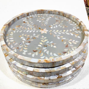 ถาดไม้ทำด้วยมือแบบทันสมัยถาดฝังกระดูกหอยมุกแผ่นรองจานขัดปรับขนาดได้งานหัตถกรรมธรรมชาติสำหรับใช้ในบ้าน - Product Image 6