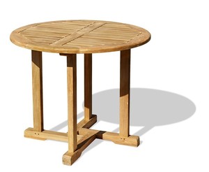 Modern <b>Round</b> Solid Teak Outdoor Dining <b>Table</b> Durable Furniture - Product Image 4