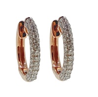 Pendientes de Aro con Pavé de Diamantes Naturales en Oro Rosa de 18K, Joyería Fina de Lujo, Pendientes Huggie con Cierre a Presión, OEM