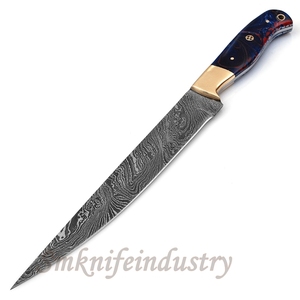 13 Inches New Style Custom Hand Forged Damascus Fillet Chef knife With leather Sheath cover (smk1589) - Product Image 1