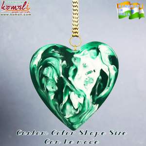 Adornos de Navidad de resina acrílica de cristal hechos a mano, adornos verdes en forma de corazón para Navidad - Product Image 6