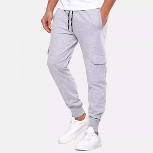 Pantalones Deportivos Grises para Hombre, con Cordón, Múltiples Bolsillos, Casuales, para Verano, de Felpa, 100% Algodón, Resistentes al Viento y Transpirables - Product Image 1