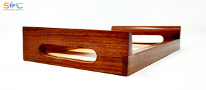 Nouveau plateau de service en bois Plateau de service en bois d'acacia avec poignées Plateau de service en bois Table basse - Product Image 3