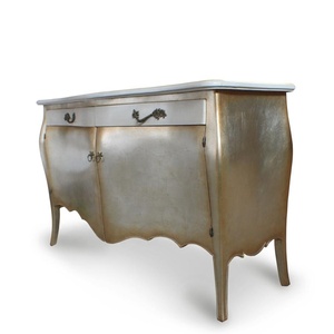 Meubles de rangement latéraux pour salon, finition feuille d'argent antique, Maggie Bombay - Product Image 3