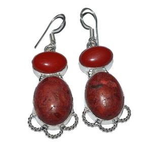 Gemstone <b>Red</b> Onyx <b>Earrings</b> with Ruby - Product Image 1