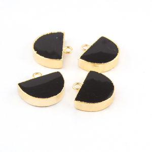 D-forme Onyx noir pendentif à caution unique connecteur plaqué or fabrication de bijoux de mode approvisionnement en gros résultats de charme Style - Product Image 5