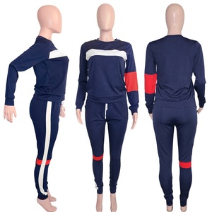 Conjunto de chándal de moda de Invierno para mujer, sudadera con cuello redondo, traje de Jogger de poliéster 100% en blanco para mujer, conjunto de 2 piezas para chándal - Product Image 1