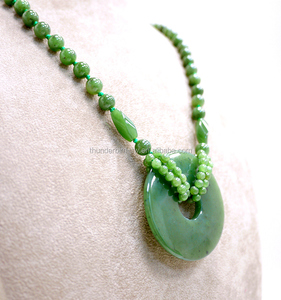 Joyería al por mayor, moneda Donut, collar de cuentas de Jade verde genuino Natural - Product Image 3